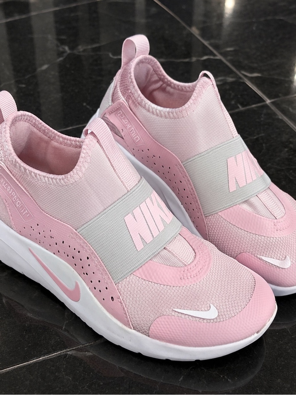 Nike Women's Pink Slip-On Athletic Sneakers with Grey Strap